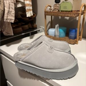 UGG Gray Platform Slippers